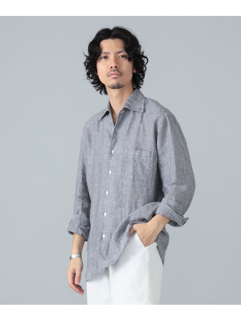 【別注】ORIAN / リネンコットン ワンピースカラー シャツ BEAMS F ビームス メン トップス シャツ・ブラウス グレー ホワイト ブラック【送料無料】[ Fashion]