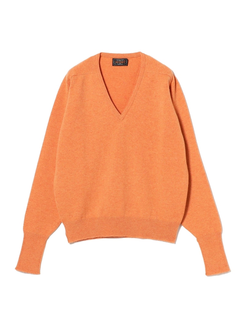 BEAMS PLUS / 15ゲージ Ｖのど頚 編み物 BEAMS PLUS ビームス メン トップス 編み物 青味【貨物輸送無料】[ Fashion]