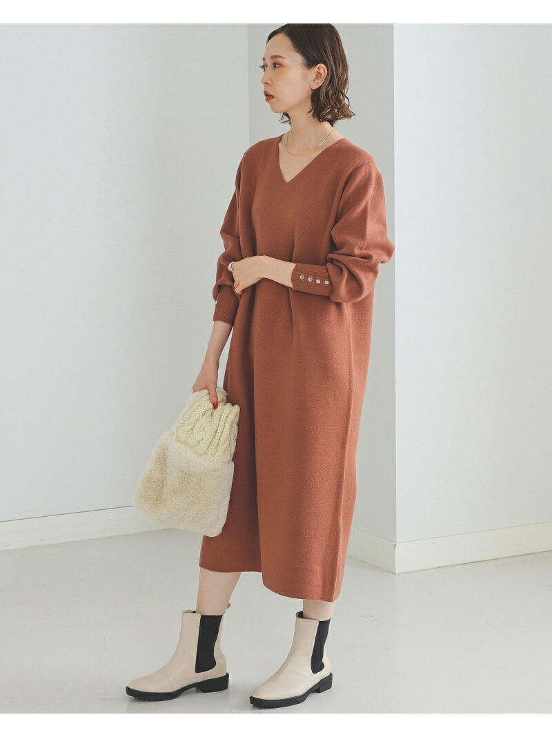 Beams Heart V頚 ロングニット ローブ Beams Heart ビームス ハート ワンピース ジャージーワンピース さくら色 真っ黒 カーキ 送料無料 Rakuten Fashion Musiciantuts Com