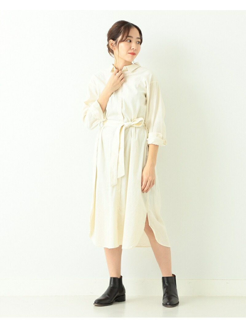 楽天市場 Rakuten Fashion Beams Heart 細コーデュロイ シャツワンピース Beams Heart ビームス ハート ワンピース シャツワンピース ホワイト ブラウン 送料無料 Beams ビームス