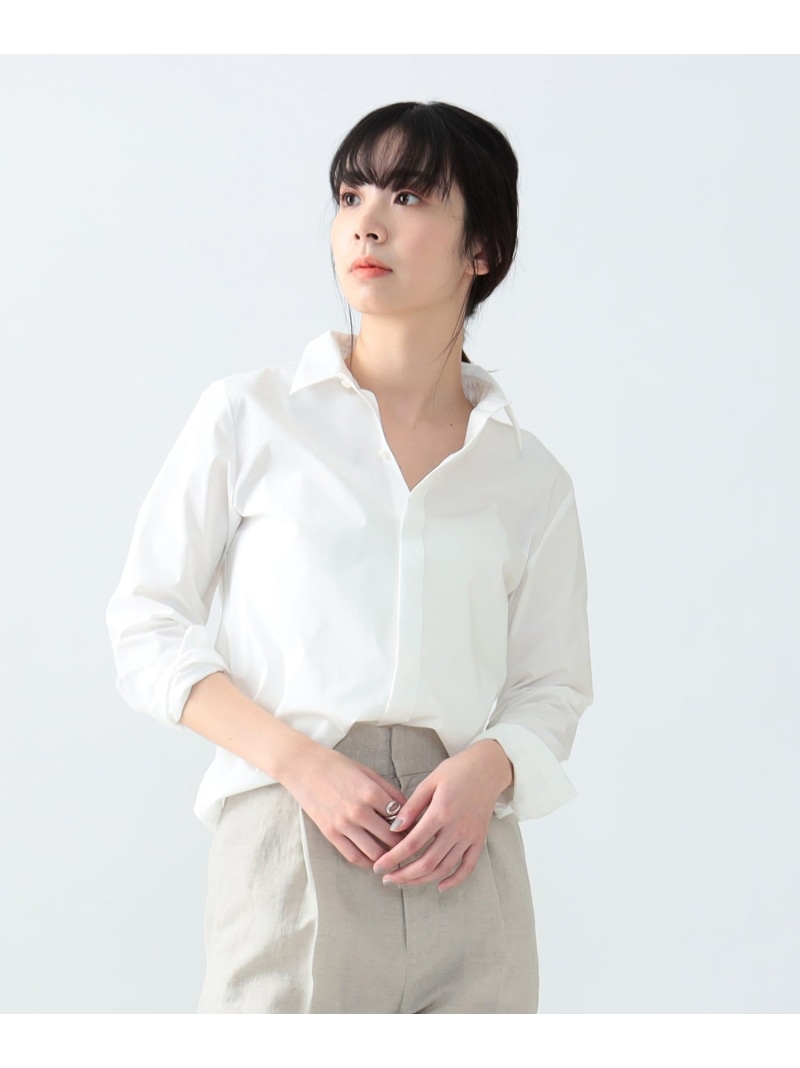 AK+1 / 刺しゅう レギュラーカラーシャツ EFFE BEAMS デミルクス ビームス トップス プルオーバー・トップ 青碧 白いこと【貨物輸送無料】[ Fashion]