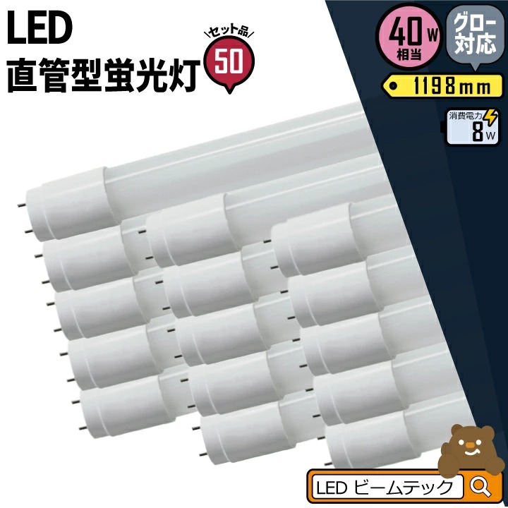 まとめ買いでお得 3年保証 LED蛍光灯 40W形 昼白色 LTG40YT--50 虫対策 50本セット ビームテック 直管LED 直管 2000lm  ライト・照明器具