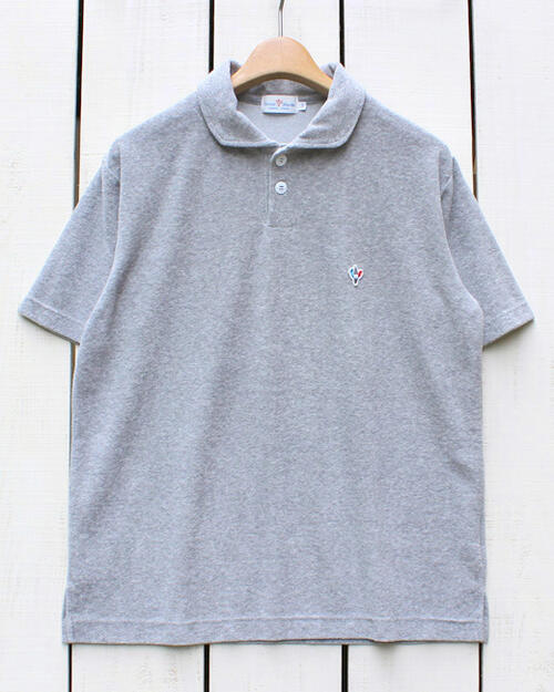 Arvor Maree men Sailor 2 Pile Polo / shirts short sleeve / Grey アルボー マレー セーラーカラー パイル ポロシャツ 半袖 ストレッチ / グレー ミックス made in JAPAN 日本製 arvor france アルボーマレー