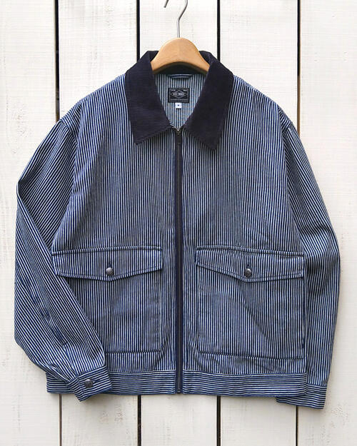 BIG MIKE Denim Trucker Jacket / Hickory work short jkt ビッグ マイク デニム トラッカー ジャケット ヒッコリー ストライプ / ワーク ショート丈 襟 コーデュロイ リラックスフィット relax fit big mike set up セットアップ|Beard Store