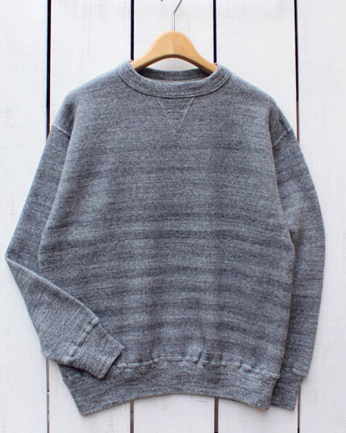 DUBBLE WORKS  Sweat Shirts Loop Wheel  crew neck raffy cotton  Heather Charcoal  ダブルワークス  労働者の一団のど首 汗水  吊り裏毛 両V ガゼット 挙げ句の果て綿  無地 / ギョリュウモドキ 濃灰色 杢  日本製 dubble works