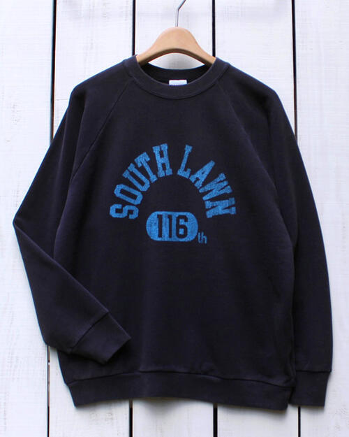 Hantex Sportwear LS Crew Sweat / Black 116 print vintage wash cotton ハンテックス 長袖 クルー スウェット ブラック 黒 / ラバー プリント トレーナー ラグラン 裏毛 ヴィンテージ ウォッシュ retro hantex handtex