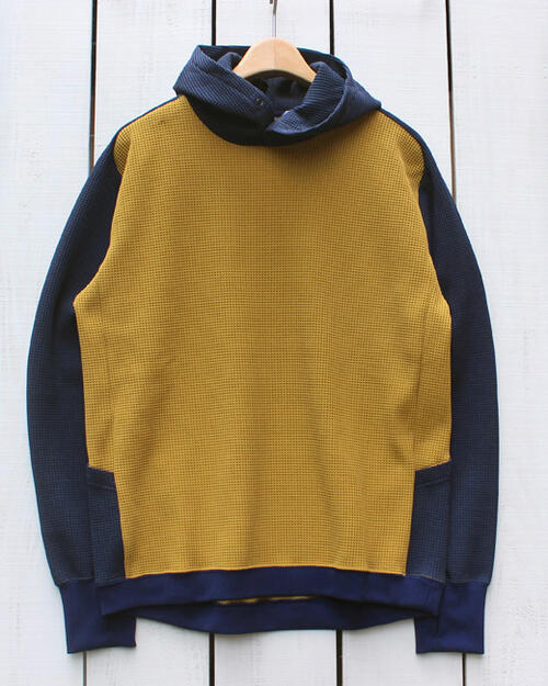narifuri  Multi Waffle Pullover Parka  hood bike solotex stretch  Mix4 Mustard Navy  ナリフリ  マルチ ワッフル プルオーバー パーカー  長袖 フード / マスタード ネイビー  ストレッチ 速乾 形態安定  バイク シンプル narifuri
