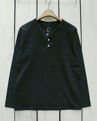 Good On L / S Henley Tee / P-Black long sleeve t shirts / pigment dye グッドオン グットオン 長袖 ヘンリー ネック Tシャツ ブラック 黒 製品染め ピグメント 定番 アメカジ ワーク 日本製 goodon