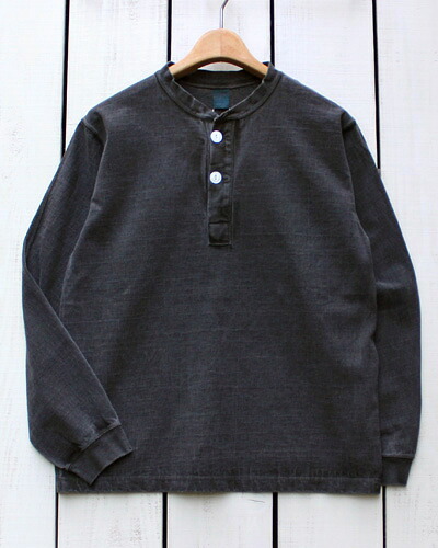 Good On LS Hvy Henley Tee / longsleeve 9oz henvy Jersey / P- Black グッドオン グットオン ヘビージャージー ヘンリー Tシャツ 長袖 / 9オンス ワーク ミリタリー ブラック ピグメント / 製品染め made in Japan 日本製 goodon|Beard Store