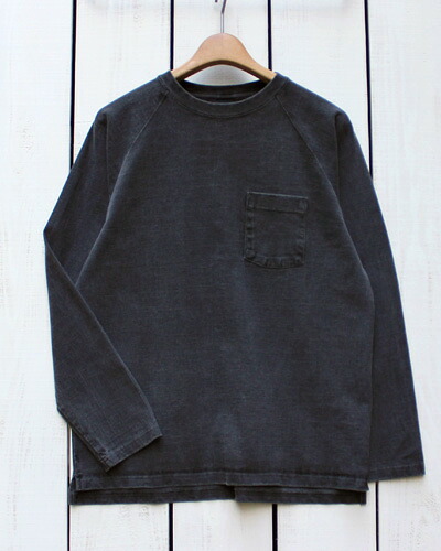 Good On / L/S Heavy Raglan Pocket Tee P-Black / pigment dye 9oz グッドオン グットオン 長袖 ラグラン ヘビー ポケット Tシャツ ブラック 黒 製品染め ピグメント 9オンス ヘビージャージ made in Japan 日本製 goodon