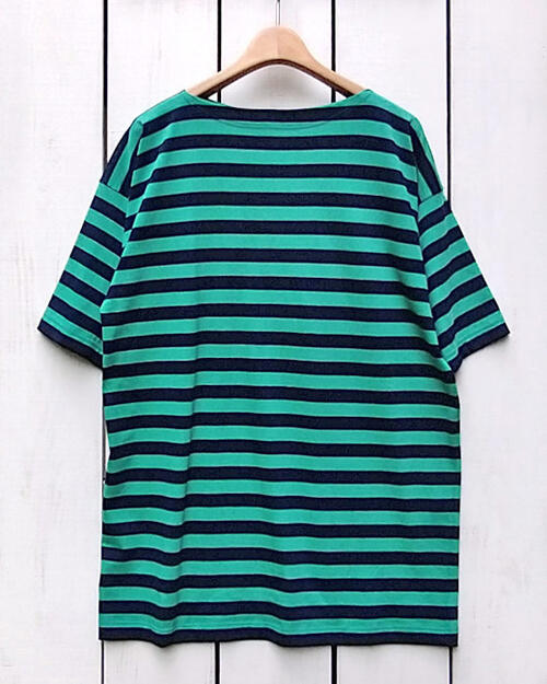 Lucarda S/S Border T-Shirt / Green Blue lucardine tee cotton marine unisex / made in italy ルカルダ 半袖 ボーダー Tシャツ グリーン ネイビー / コットン マリン セーラー 伝統 イタリア製 lucarda genova｜Beard Store 9,600円