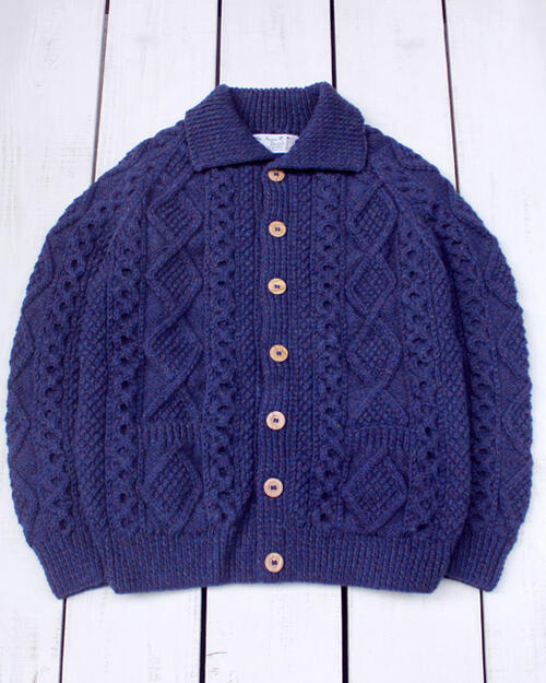 アテナデザイン　アランニットカーディガン　ネイビー　アイルランド製 楽天市場】アイルランド製 送料無料 ATHENA DESIGNS【アテナデザイン