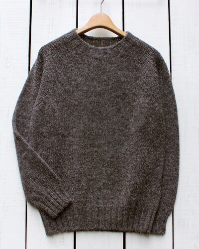 Harley of Scotland Crew Neck Sweater / Balwen ecology wool ハーレー オブ スコットランド クルーネック セーター / ニット シームレス 無染色 エコロジー ウール ブラウン グレー ミックス made in scotland harley