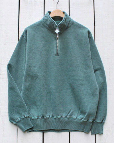 Redwood Classics  Spirit Bear Polo Sweat  1/4 zip pullover 20薬局衡オンス  Pine Sand / overdye  赤いこと木材 クラシックス  1/4ジップ ティーシャツ 流汗  襟付き添い人 ポロ 裏起毛  パイン 真砂 生産品染め  緑であること カナダ製 redwood
