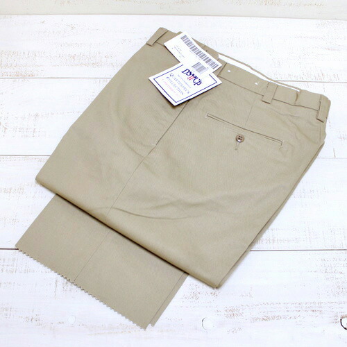 US Military Dead Stock DSPC Trousers Men's / chino navy poly cotton Khaki / made in usa ミリタリー デッドストック トラウザース / チノパン ポリエステル コットン 裾切りっぱなし カーキ / ベージュ アメリカ製