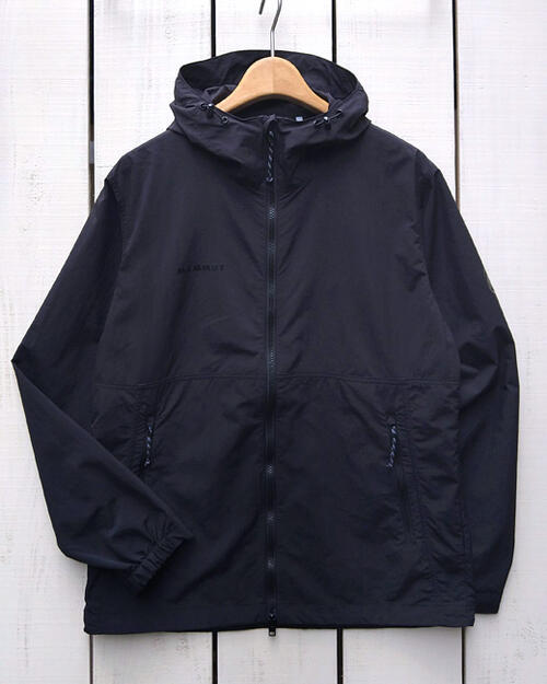 Mammut Hiking WB Hooded Jacket AF Men wind shell / Black マムート ハイキング フーデッド ジャケット ウインド ブレーカー シェル アジアンフィット 防風 撥水 軽量 ナイロン フード ブラック 黒 mammut マムート|Beard Store