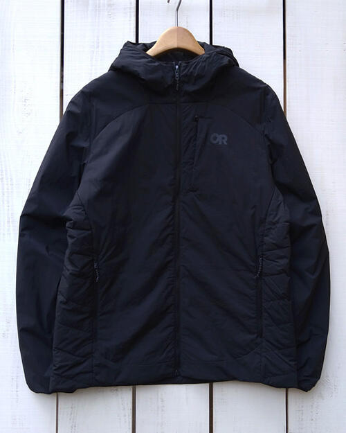 Outdoor Research Vesper Insulated Hoodie / Black jacket / vertical x eco sr アウトドア リサーチ ヴェスパー フーディ ジャケット ブラック / 黒 中綿 ストレッチ 軽量 保温 耐風 耐水 コンパクト outdoor｜Beard Store