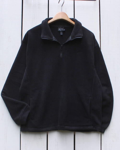【楽天市場】Rokx Classics Fleece Zip PO / Black wide pullover hi neck ロックス ...