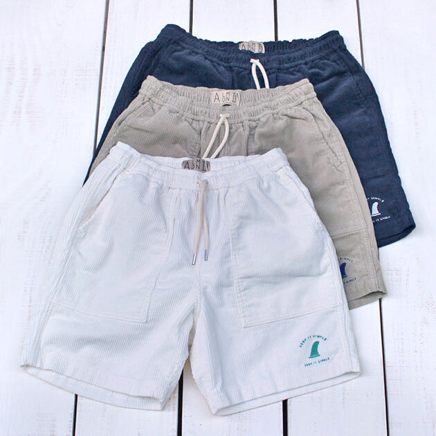 Almond Surfboards Designs Keep It Simple Corduroy Shorts short pants washed / 3-col アーモンド サーフ コーデュロイ ショーツ / 3色展開 ショート パンツ 短め 膝上丈 洗い 日本製 Japan Made almond surf westcoast beach｜Beard Store