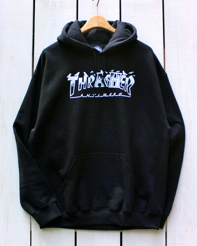Thrasher x Anti Hero  Pigeon Mag Hooded Sweat  pull parka / Black  スラッシャー アン五分五分 主人公  刷り上げる フーデッド 流汗  裏起毛 引っ張ること パーカー  黒いこと 黒 / 共同研究 制限事項  滑る 表どおり  us import メンズファッション-トップス