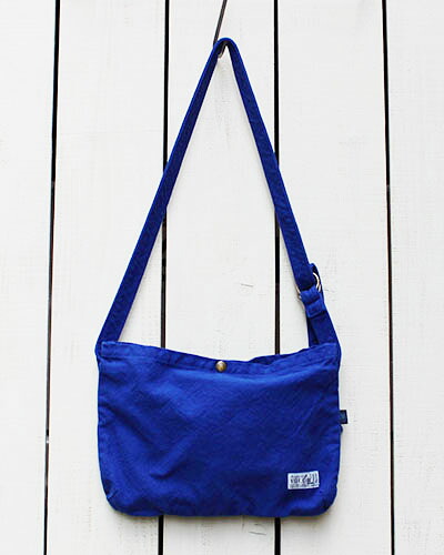 V.D.L.C Shoulder Pouch / sacoche unisex Ruri overdye ブイディーエルシー ショルダー ポーチ サコッシュ 帆布 コットン 瑠璃 青 後染め made in japan 日本製 vdlc キャンバス 斜め掛け 肩掛け｜Beard Store