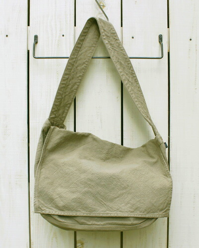 V.D.L.C Newspaper Bag L / shoulder unisex Beige overdye ブイディーエルシー ニュースペーパー バッグ Lサイズ ショルダー 帆布 コットン ベージュ 後染め made in japan 日本製 vdlc キャンバス メッセンジャー