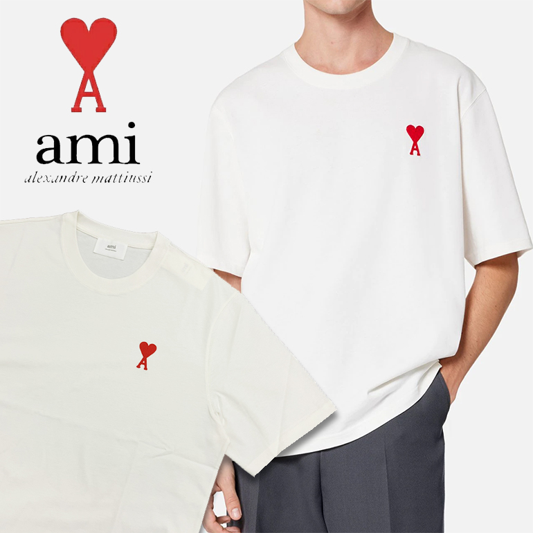 AMI PARIS アミパリス TEE 半袖TシャツUTS004.726 ハートロゴ 刺繍 