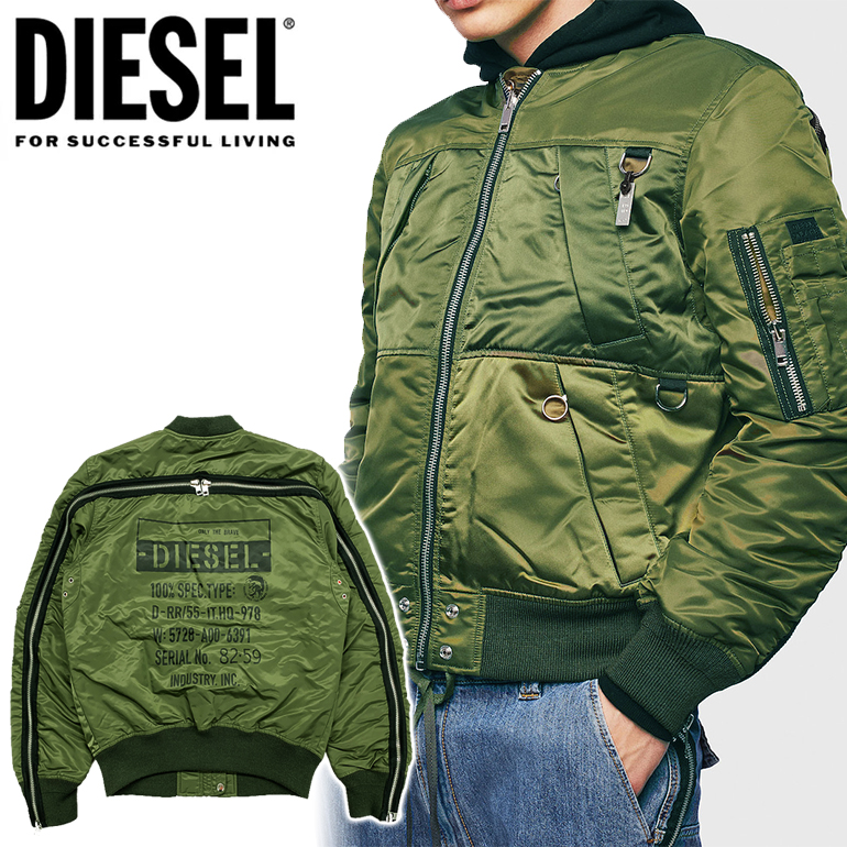 Diesel ディーゼル メンズ リバーシブル ジャケット Ma 1 J Marten アウター ジャケット ジャンバー コート ミリタリージャケット フライトジャケット ブルゾン Maf Gov Ws