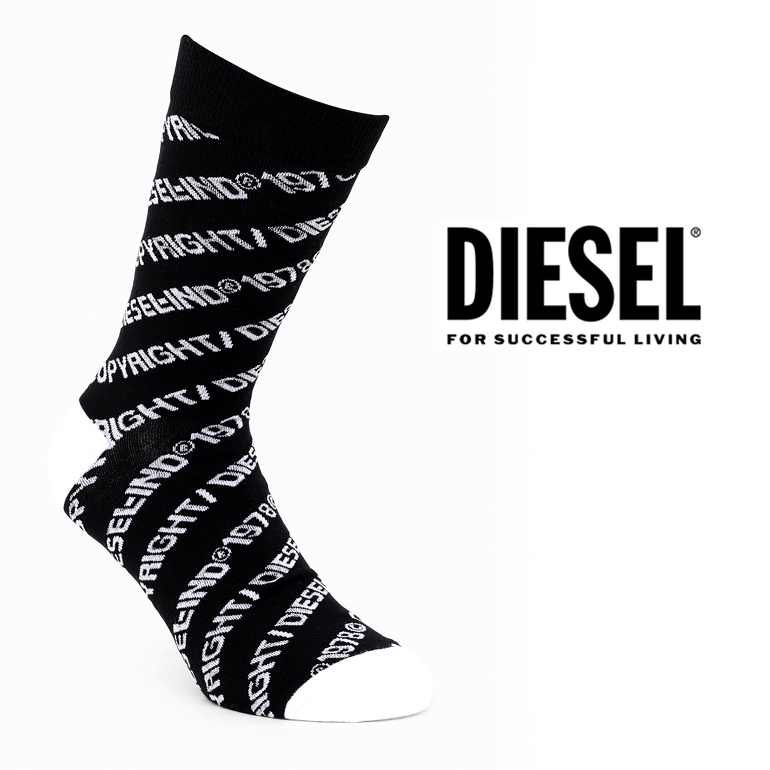 楽天市場 ディーゼル Diesel メンズ 靴下 ソックス Skm Ray Socks 00s6u0 0aaxzホワイト ブラック 総ロゴ ハイソックス インポートショップ Beare