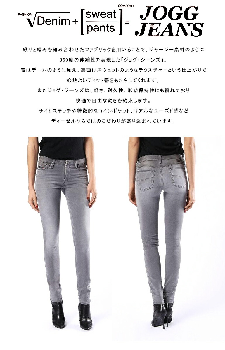 楽天市場 Diesel ディーゼル レディースskinzee Ne 0674h Jogg Jeans ジョグジーンズスウェットデニム ストレッチ リラックス デニム パンツ ボトムスダメージ加工 楽 履きやすい グレー インポートショップ Beare