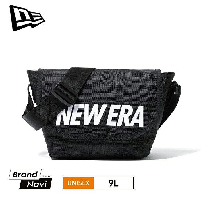 NEW ERA ニューエラ ショルダーバッグ 9L 大きめ メッセンジャー 斜め掛け 使いやすい ブラック 黒 シンプル ロゴ 旅行 散歩