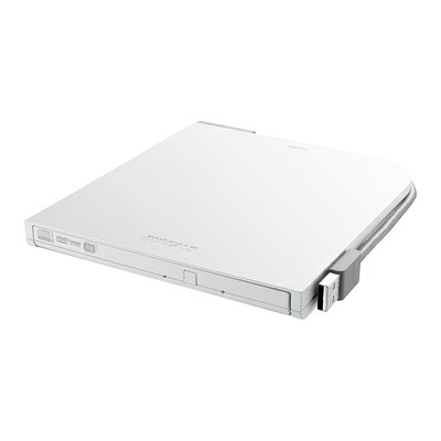 【中古】 BUFFALO Surface対応 書き込み 再生 編集ソフト添付 ケーブル収納 ウルトラスリムタイプ ポータブルDVD ホワイト DVSM-PTS58U2-WHC