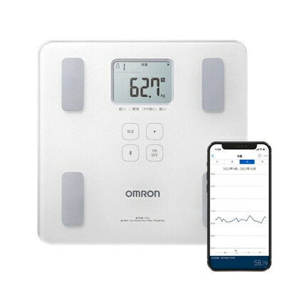 【中古】 オムロン 体重 体組成計 HBF-230T-SW スマホ連動 体脂肪率 BMI 骨格筋率 OMRON connect対応 自動認識 シャイニーホワイト|ベアホームズ