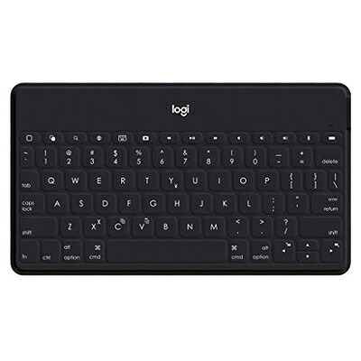 【中古】 ロジクール KEYS TO GO ワイヤレス Bluetooth キーボード iK1042BKA US配列 薄型 6mm 軽量 180g ワイヤレスキーボード iPhone iPad Apple TV 充電式 第10世代 第9世代 対応 耐水 無線 スマートフォンスタンド付 ブラック 国内正規品