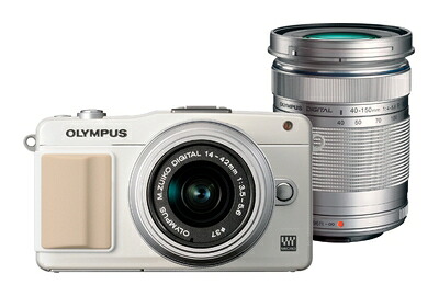 【中古】 OLYMPUS 銀鏡受け答え一眼 PEN mini E-PM2 ダブルズームキット 白いこと E-PM2 DZKIT WHT