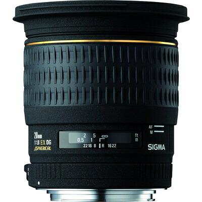 【中古】 SIGMA 単焦点広角レンズ 20mm F1.8 EX DG ASPHERICAL RF キヤノン用 フルサイズ対応
