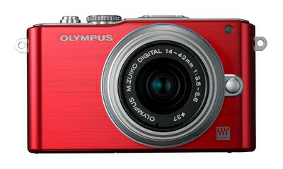 【中古】 OLYMPUS ミラーレス一眼 PEN Lite E-PL3 レンズキット レッド E-PL3 LKIT RED