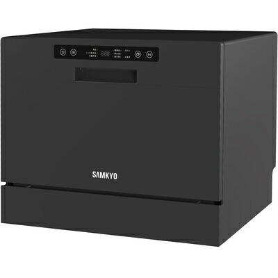 【中古】 SAMKYO 食器洗いかわき切る機 食洗機 工事不必要 大電気容量 身寄り用 3～5人用 32点 熱風送風かわき切る 食洗器 食器洗い濯ぎ機 折りたたみ水井戸釣瓶付き添い人 黒いこと