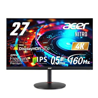 【中古】 Acer ゲーミングモニター Nitro 27インチ IPS 非光沢 4K UHD 160Hz 0.5ms DeltaE<1 HDMI 2.1 DisplayPort1.4 高さ調整 ピボット機能 スピーカー内蔵 ヘッドホン端子 PC PS5 Xbox X|S VESAマウント対応 XV272KV3bmiiprx