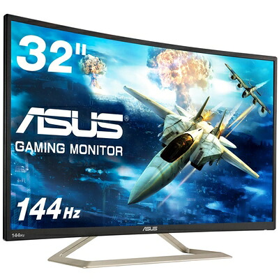 【中古】 ASUS ゲーミングモニター 見せびらかす VA326H 31.5in VA 曲線状の形 盛りだくさん固定ディスク 144HZ フリッカーフリー 青味ともし火助け出す HDMI端子付 金棒引き内蔵 言いはなつ