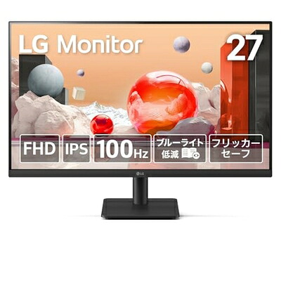 【中古】 LG モニター 27MS500-B 27インチ /アンチグレア/IPS/1920×1080/100Hz/5ms（GTG）/ブルーライト低減･フリッカーセーフ機能/DAS Mode（自動低遅延モード）/ブラックスタビライザー/HDMI×2/チルト調整対応 22,644円