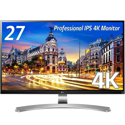 【中古】 LG モニター ディスプレイ 27UD88-W 27インチ/4K(3840×2160)/IPS 非光沢/USB Type-C、HDMI×2、DisplayPort/高さ調節、ピボット対応