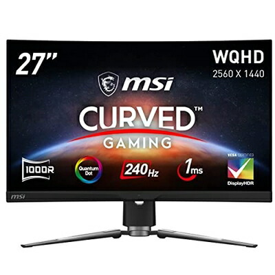 【中古】 MSI 曲線状の形ゲーミングモニター MPG ARTYMIS 273CQRX-QD 27in/WQHD/VAダイアログボックス/240サイクル/1ms/曲線状の形率1000R/量子点点/KVM取り替えっこ役立つこと/HDR400相応う/FreeSync Premium/HDMI/DP/USB Type-C/製造会社言いはなつ