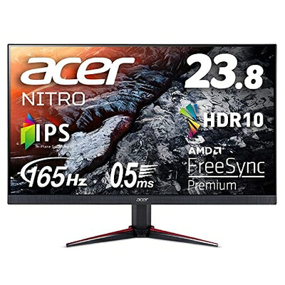 【中古】 日本エイサー Acer ゲーミングモニター Nitro VG240YSbmiipfx 23.8in IPS 非光輝 盛りだくさん固定ディスク 165サイクル 0.5ms(GTG, Min.) HDMI AMD FreeSync Premium相応う HDR 10 金棒引き内蔵 VESAマウント相応う チルト フリッカーレス 青色ともし火和らげる