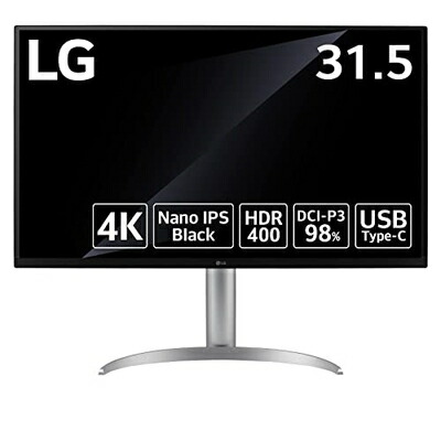 【中古】 LG モニター ディスプレイ 32UQ850-W 31.5インチ/Nano IPS Black/4K (3840×2160)/ DisplayHDR400/DCI-P3 98%/USB-Type-C/DisplayPort/HDMI×2/KVMスイッチ/チルト､高さ調整､ピボット対応/安心・無輝点保証