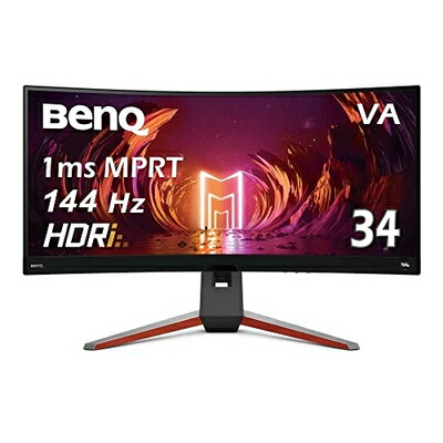 【中古】 ベンキュージャパン BenQ MOBIUZ EX3410R ウルトラワイドモニター (34型 デザイン/21:9/湾曲率1000R/VA/3440×1440/144Hz/1ms/P3 90%カバー/HDR 400/HDRi/FreeSync Premium Pro/PIP/PBP/2.1ch treVoloスピーカー/高さ調整)