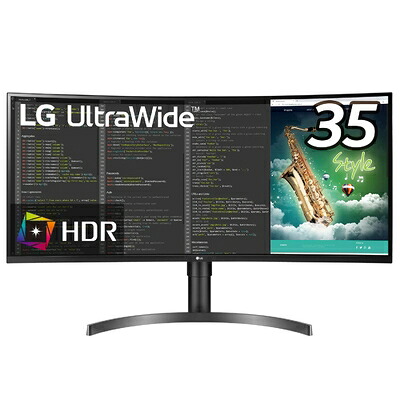 【中古】 LG モニター ディスプレイ 35WN75C-B 35インチ/フレームレス曲面型ウルトラワイド(3440×1440)/VA 非光沢/HDR/100Hz対応/FreeSync/USB Type-C,HDMI×2,DisplayPort×1/スピーカー/高さ調節/安心・無輝点保証