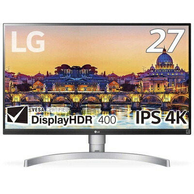 【中古】 LG モニター ディスプレイ 27UL650-W 27インチ/4K/DisplayHDR400/FreeSync/IPS非光沢/HDMI×2、DisplayPort/高さ調節、ピボット対応