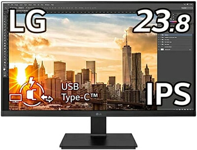 【中古】 LG フレームレス モニター ディスプレイ 24BL650C-BAJP 23.8インチ/フルHD/IPS 非光沢/USB Type-C,HDMI,DP/ピボット,高さ調節,スイベル/スピーカー内蔵/フリッカーセーフ、ブルーライト低減/安心・無輝点保証