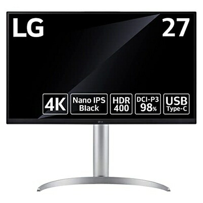 【中古】 LG モニター ディスプレイ 27UQ850-W 27インチ/Nano IPS Black/4K (3840×2160)/DisplayHDR400/DCI-P3 98%/USB-Type-C/DisplayPort/HDMI×2/KVMスイッチ/チルト/高さ調節/ピボット対応